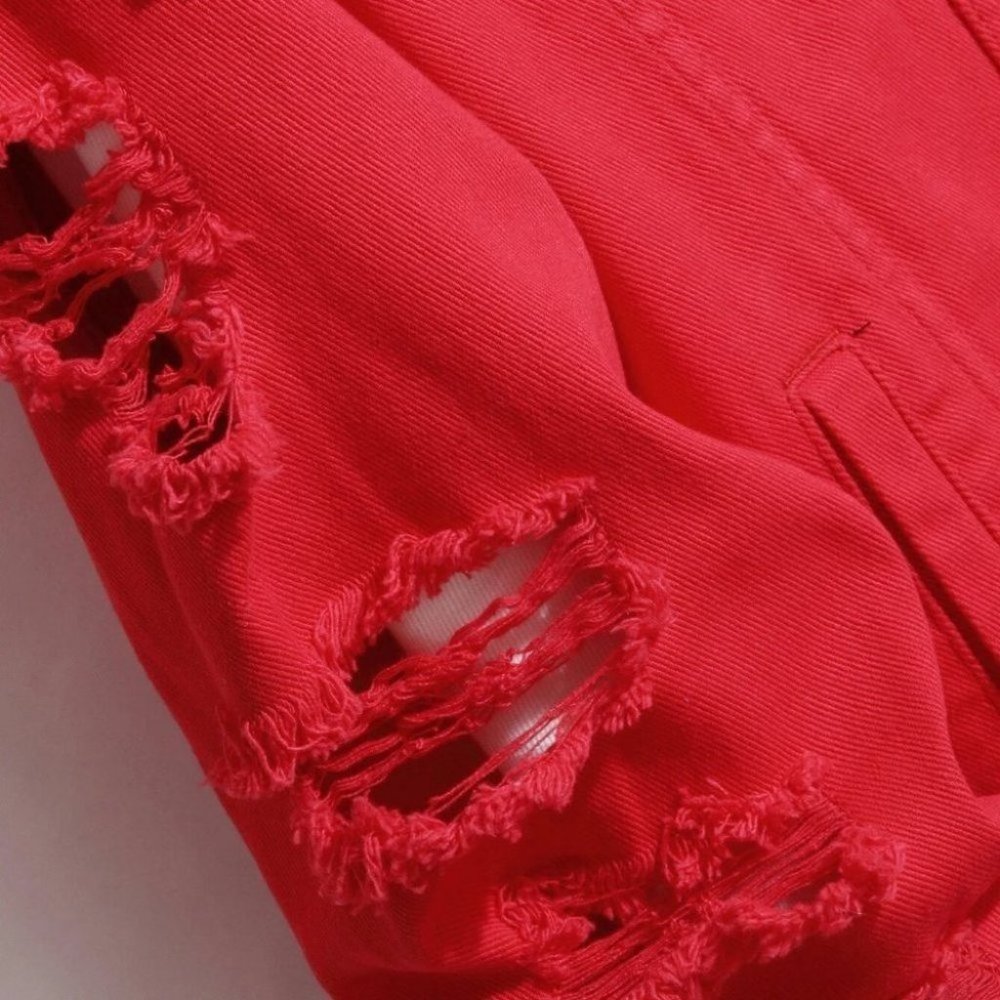 Red Mens Denim Jacket - Picture 3 of 5